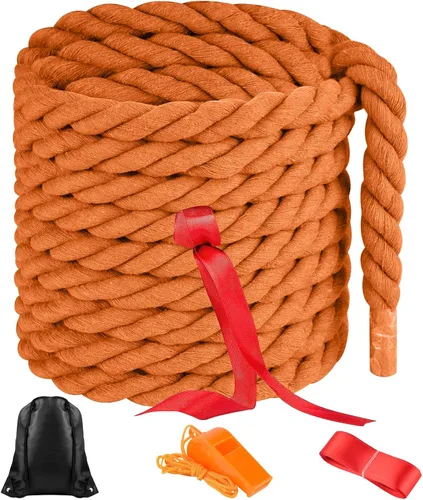 Miniatura 11 de NEBURORA Cuerda de tira y afloja de 20 pies para adultos, juegos al aire libre, día de campo, reunión familiar, verano, patio trasero, césped, Beige