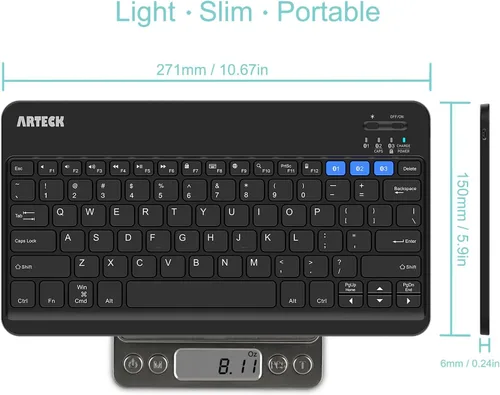 Miniatura 5 de Arteck HB220B Universal Retroiluminado 7 colores y brillo ajustable Multi-dispositivo delgado portátil inalámbrico Bluetooth 3.0 teclado para iOS