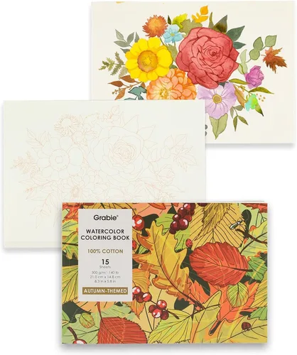 Libro para colorear con acuarelas Grabie, 15 hojas A5 (21 cm x 15 cm), Libro de acuarelas para adultos: enciende tu expresión artística en papel B5