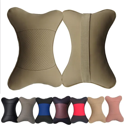 Almohadas para el cuello del automóvil, 2 piezas, de piel sintética de ambos lados, para la mayoría de los automóviles, almohada universal de fibra