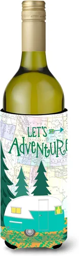 Caroline's Treasures VHA3003LITERK Let's Adventure Glamping Trailer Botella de vino Hugger Botella Enfriador Manga Abrazador Lavable a Máquina