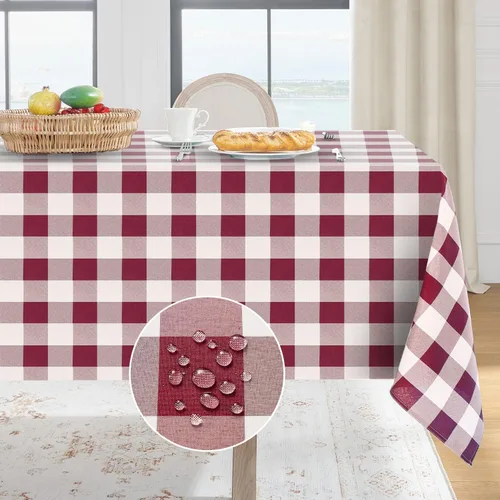 Miniatura 20 de Softalker - Mantel rectangular a cuadros, impermeable para exteriores, 54 x 120 pulgadas, mantel de búfalo a cuadros, resistente a las manchas