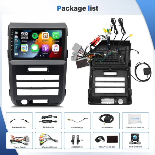 Miniatura 8 de Android 13 - Radio estéreo para automóvil de 9 pulgadas, HD Carplay, reproductor de radio GPS compatible con Ford F150 F-150 2009-2014 navegación