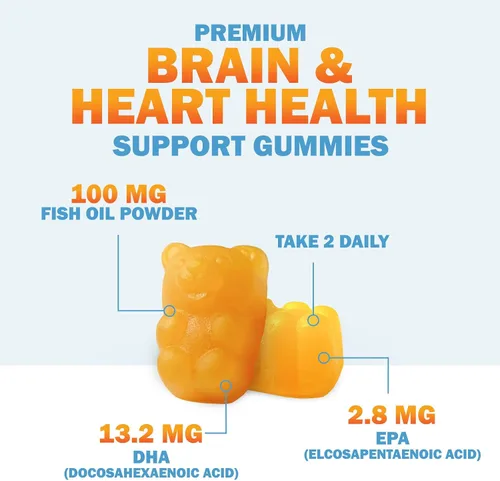 Miniatura 3 de Gomitas de aceite de pescado Omega 3 – Suplemento de goma Omega 3 de triple fuerza con alta absorción DHA y EPA – Apoyo para el corazón