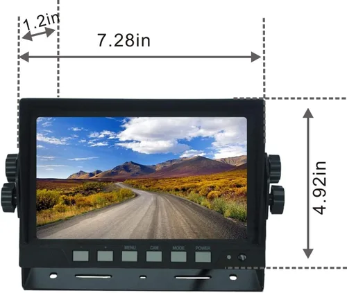 Miniatura 2 de AHD 1080P Sistema de cámara de visión trasera inversa con cable de 7 pulgadas, línea de guía, cámara de visión nocturna IR impermeable IP69K