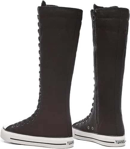 Miniatura 6 de Zapatillas altas de lona con cordones hasta la rodilla para mujer