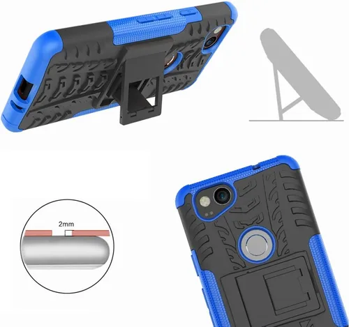 Miniatura 4 de Funda de teléfono para Google Pixel 2 con protector de pantalla y soporte, resistente, híbrida, resistente, accesorios de celda protectora, Pixel2