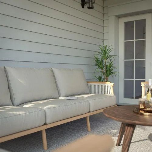 Miniatura 2 de Acanva Moderno sofá de aluminio para todo tipo de clima para patio al aire libre con cojines gruesos, tela de olefina, muebles de patio trasero