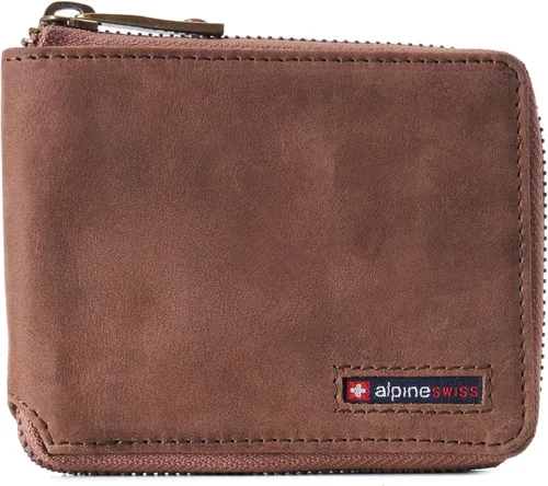 Alpine Swiss Logan - Cartera plegable con cremallera para hombre o mujer, seguridad RFID, viene en una caja de regalo, cartera Rfid, talla única