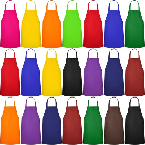 Miniatura 12 de Paquete de 24 delantales con peto, delantales unisex, sin bolsillo, lavables a máquina, delantales lisos para mujeres, hombres, cocineros, cocina