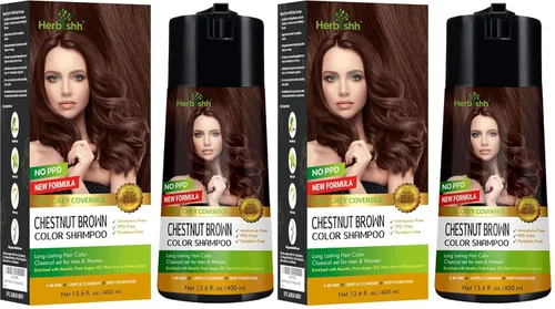 Miniatura 13 de Herbishh - Champú enriquecido con color para cabello gris - Fórmula de tinte para el cabello de larga duración y acondicionador (Marrón dorado)