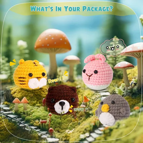 Miniatura 3 de GOZATO Kit de ganchillo para principiantes, kit de animales de ganchillo con tutoriales en video paso a paso, kit de ganchillo fácil