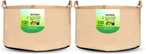 Miniatura 20 de 247Garden Paquete de 2 bolsas de cultivo de 200 galones/macetas de tela de aireación con asas (300 GSM, negro, 24A x 50D)