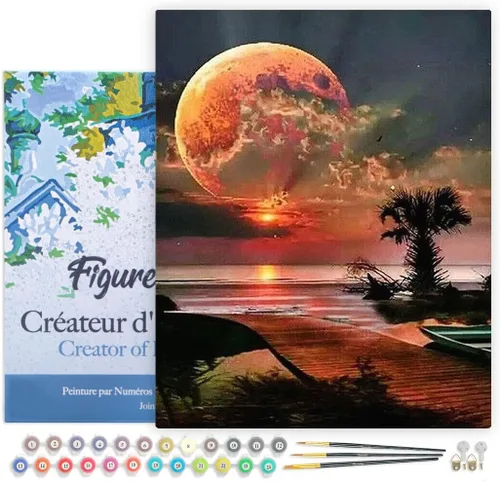 Miniatura 42 de Figured'Art - Juego de pintura por números, lienzo enrollado sin marco, para manualidades, para adultos, 16 x 20 pulgadas, jarrón de peonías
