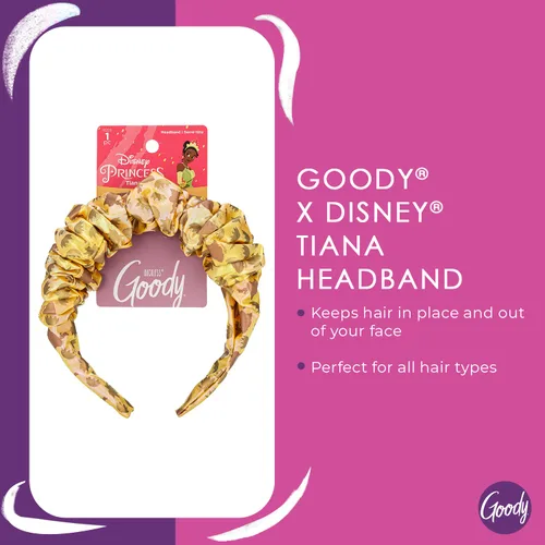 Miniatura 2 de Goody Ouchless - Diadema para todo tipo de cabello, princesa Disney, Tiana, ajuste cómodo para todo el día, hermoso diseño para un