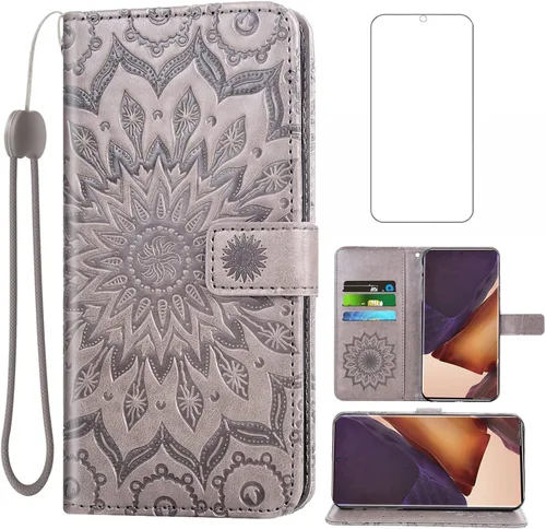 Miniatura 8 de Funda para teléfono Samsung Galaxy Note 20 Ultra Glaxay Note20 Plus 5G con protector de pantalla de vidrio templado, funda delgada de cuero con Oro