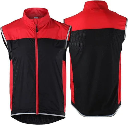 Miniatura 6 de Pacdeaet Windstopper Chaleco de ciclismo para hombre resistente al viento reflectante impermeable chaleco de viento transpirable
