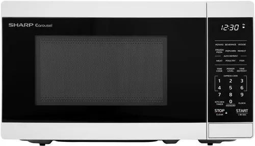 Miniatura 16 de SHARP Horno microondas compacto de encimera con plato giratorio de carrusel extraíble de 10 pulgadas, 700 vatios, 0.7 pies cúbicos, color blanco