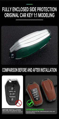 Miniatura 7 de ontto Carcasa de metal para llave de automóvil para Peugeot 508/2008/3008/5008, 5008, funda para llave de control remoto inteligente para Citroen C3