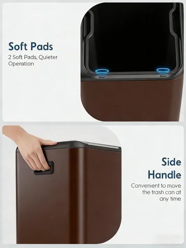 Miniatura 7 de Arlopu Cubo de basura doble de 16 galones con 2 cajas integradas para control de olores, cubo de basura de cocina manos libres, cubo de basura