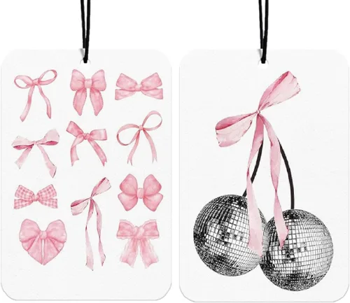 Miniatura 30 de Black Bows - Ambientador occidental para automóvil, 4 piezas, Let's Go Girls Cowgirls Western accesorios para colgar para automóvil, decoración