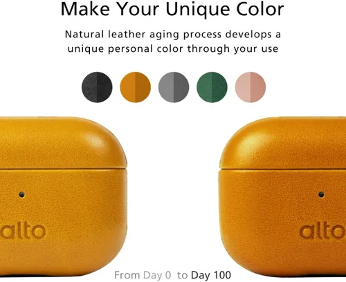 Miniatura 6 de alto Funda de Cuero Italiano Compatible con AirPods Pro 2ª Generación 2022 Mujeres Hombres Carcasa Rígida Protectora Soporta Carga Inalámbrica LED
