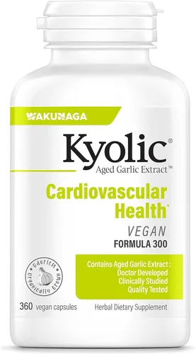 Fórmula 300 de extracto de ajo envejecido Kyolic - Salud cardiovascular - Suplemento de extracto de ajo envejecido biodisponible - Apoya la función