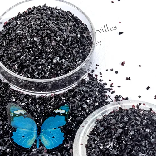 Miniatura 5 de Vidrio triturado fino para arte con resina - Tamaño pequeño 1-3mm Negro, 0.68 kg para manualidades detalladas, vasos Epodye y relleno de jarrones