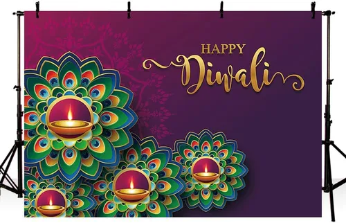 Miniatura 2 de MEHOFOND Decoraciones de fondo de fiesta de Diwali de 7 x 5 pies, pancarta india Diwali Deepavali Festival de Luces Fotografía Fondo Hindú Luces