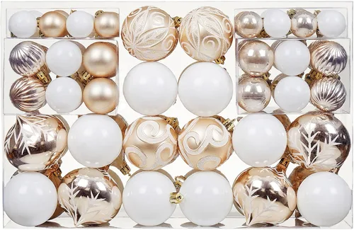 Juego de adornos de bolas de Navidad surtidas de 100 unidades, decoración de árbol de Navidad de temporada inastillable con paquete de regalo Dorado