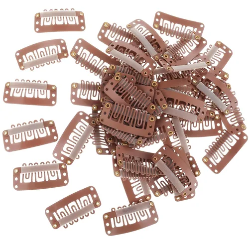 Miniatura 8 de Yolev 50 pinzas para pelucas, pinzas de extensión de cabello, 6 dientes en forma de U, clips de extensión de cabello de silicona metálica para mujer