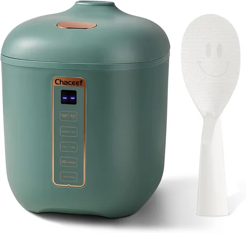 CHACEEF Mini arrocera de 2 tazas sin cocinar, olla arrocera de 1.2 L, pequeña máquina de arroz portátil antiadherente de viaje, sin BPA, cocina