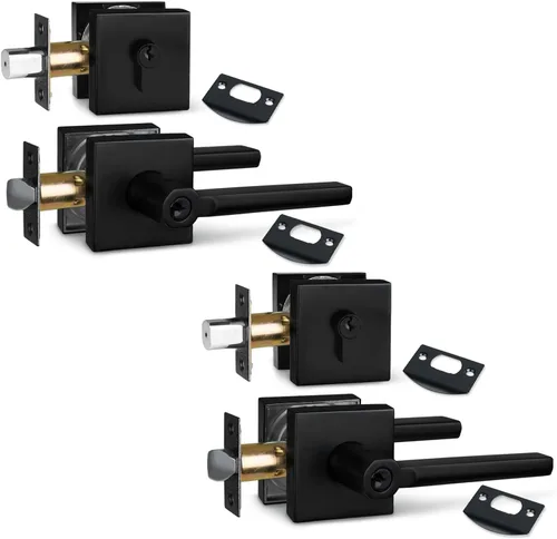Miniatura 26 de NEWBANG Palanca de puerta de cama/baño para privacidad Baño e interior Manija de cerradura de puerta en negro mate envejecido, HD1601-DB-BK-1P