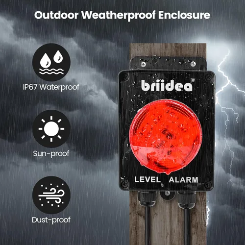 Miniatura 4 de briidea - Alarma de bomba de sumidero, alarma de tanque séptico de alta agua para interiores y exteriores con alarma fuerte de 110 dB e indicador