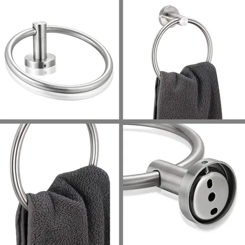 Miniatura 6 de Bahroom Towel Ring Acero inoxidable SUS 304,Soporte de toalla de mano circular,Toallero redondo mate Soporte de pared Toallero de montaje en pared