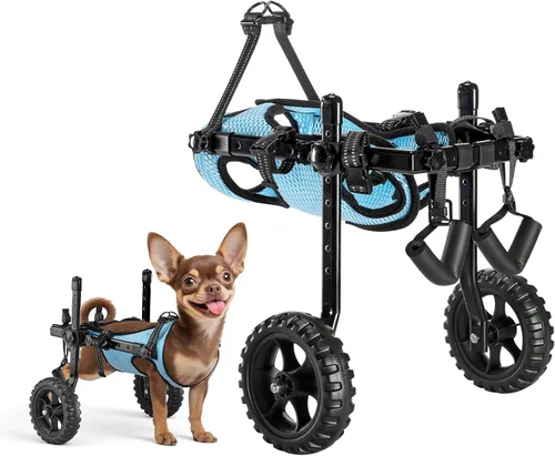 Miniatura 13 de VEVOR Silla de ruedas para perros para patas traseras, silla de ruedas ligera de 2 ruedas para mascotas, altura, ancho y longitud ajustable, carrito