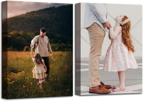 Miniatura 14 de ZHIYYHAO Impresiones en lienzo personalizadas con tus fotos, juego de 2 fotos enmarcadas de 16 x 24 pulgadas, retrato familiar personalizado para 2