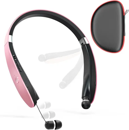 Miniatura 10 de Auriculares Bluetooth con banda para el cuello, auriculares inalámbricos ligeros plegables con auriculares retráctiles, cancelación de ruido, Azul