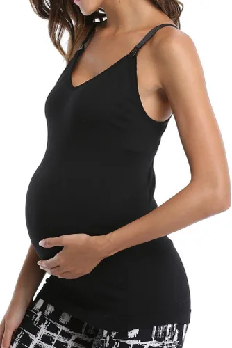 Miniatura 3 de Camiseta de maternidad para mujer, para lactancia, con tirantes ajustables