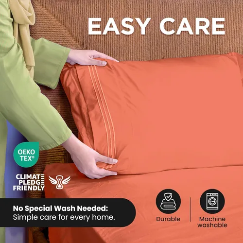 Miniatura 8 de ROYALE LINENS Juego de 4 sábanas King - Ropa de cama de microfibra cepillada suave de 1800 hilos - 1 sábana ajustada y 1 sábana lisa, 2 fundas