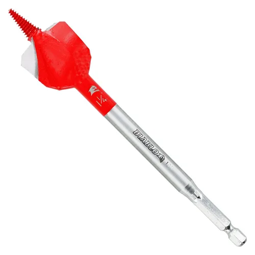 Diablo Demo Demon Broca de Espatula para Madera con Clavos Incrustados, Ultra-Durable y de Larga Duración - Diámetro de 1-1/4", Vástago Hexagonal de