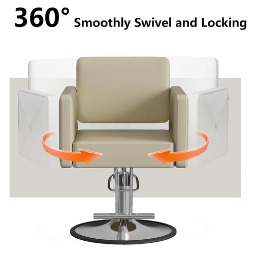 Miniatura 4 de LOUVIXA Sillas de Barbero para Estilista de Cabello, Silla de Salón Hidráulica Ajustable en Altura, Reclinable, Rotación de 360 Grados, Silla