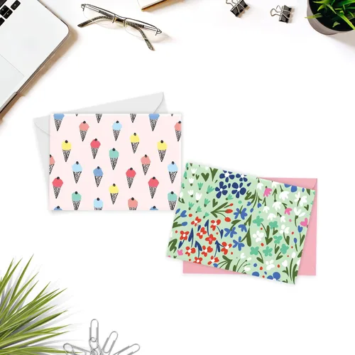 Miniatura 8 de S&O Tarjetas en blanco para todas las ocasiones en un set de caja - Tarjetas de notas en blanco con sobres para mensajes escritos a mano - Caja