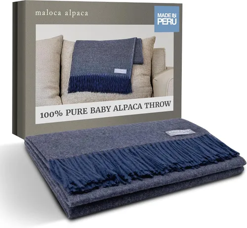 Miniatura 13 de Tejido de espiga de lana de alpaca 100% bebé - Producción limitada Manta de origen ético más cálida que la lana - Manta decorativa cómoda para sofá