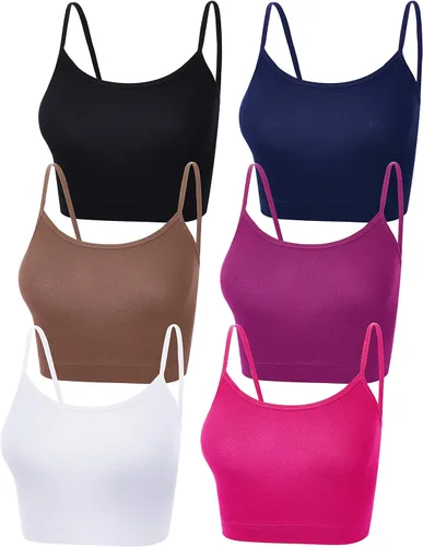 SATINIOR 6 Pieces Women Crop Tops Spaghetti Strap Crop Top Cami Crop Sleeveless Tank Tops for Sports Yoga