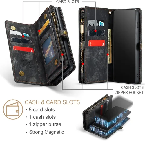 Miniatura 3 de Asuwish Funda de teléfono para Samsung Galaxy S10 con cremallera, funda desmontable con protector de pantalla de vidrio templado y tarjetero Azul