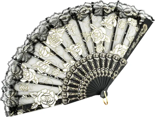 Miniatura 19 de EOSAU Abanicos plegables chinos de mano de encaje para mujer, plegables a granel para fiestas, bodas, iglesias, bailes (10 colores mezclados 01)