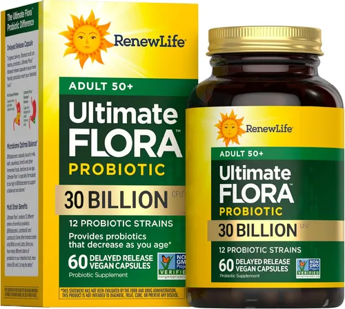 Renew Life –última flora para adultos 50 + Suplemento Probiótico de 30 mil millones, 90 unidades (Ex fórmula senior), 15865, 60, 1, 1