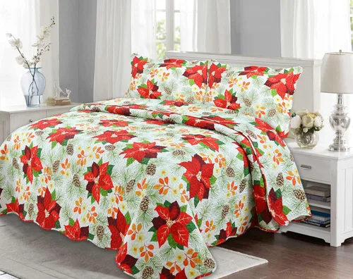 Miniatura 7 de Marina Decoration Juego de colcha de 2 piezas con estampado de Pinsonic en relieve, ultra suave, juego de edredón de verano y Navidad con 1 funda