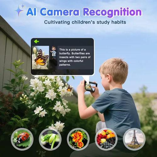 Miniatura 3 de Cámara digital AI, cámaras WiFi para fotografía con reconocimiento de objetos, cámara digital compacta de apuntar y disparar con doble lente, flash